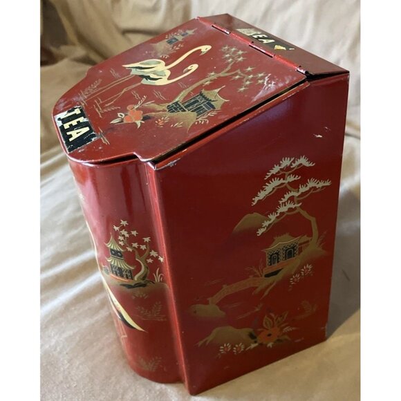 BARET WARE ENGLAND TIN TEA CADDY, CHINOISERIE - 6.5” - Picture 4 of 6